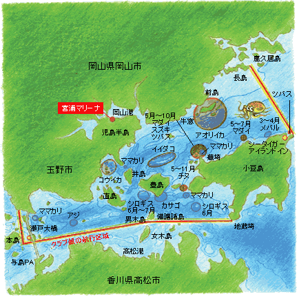 児島半島周辺のフィールドマップ