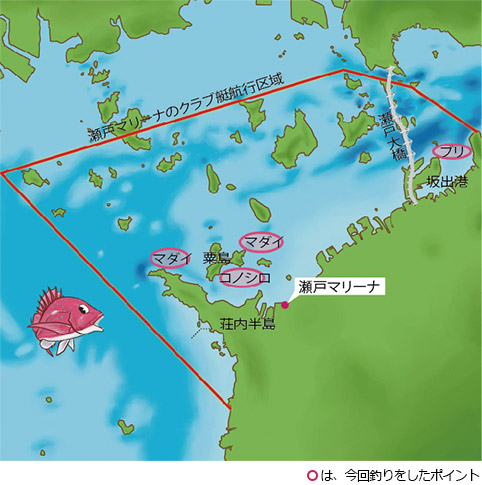瀬戸マリーナ周辺のフィールドマップ